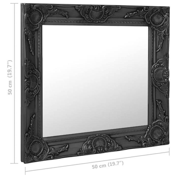 VidaXL Miroir mural style baroque 50x50 cm noir 320315