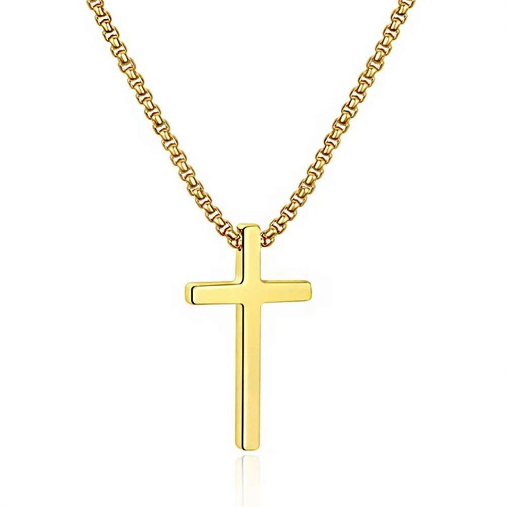 Simple Titanium Steel Cross Necklace Trendy Man Versatile Pendant Sweater Chain Jewelry