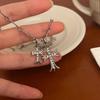 Kpop moda araña colgantes de Halloween cadena cruzada redonda collares para hombres Color plata cadena de cuello gótico pareja ropa de calle regalos