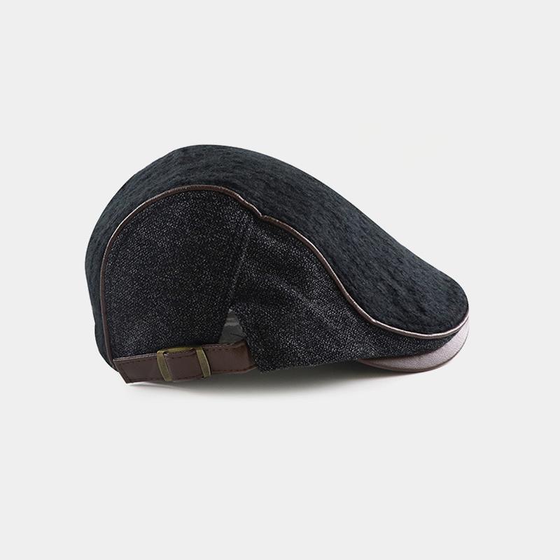 Autumn Winter Warm Beret Knitted Stitching Cap for Men Women British Middle-Aged Flat Caps Peaked Cap