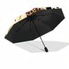 1pc Leopard Floral Automatic Folding Umbrella with 8-Rib Windproof Design, Portable Foldable Sunshade Umbrella For Halloween 010