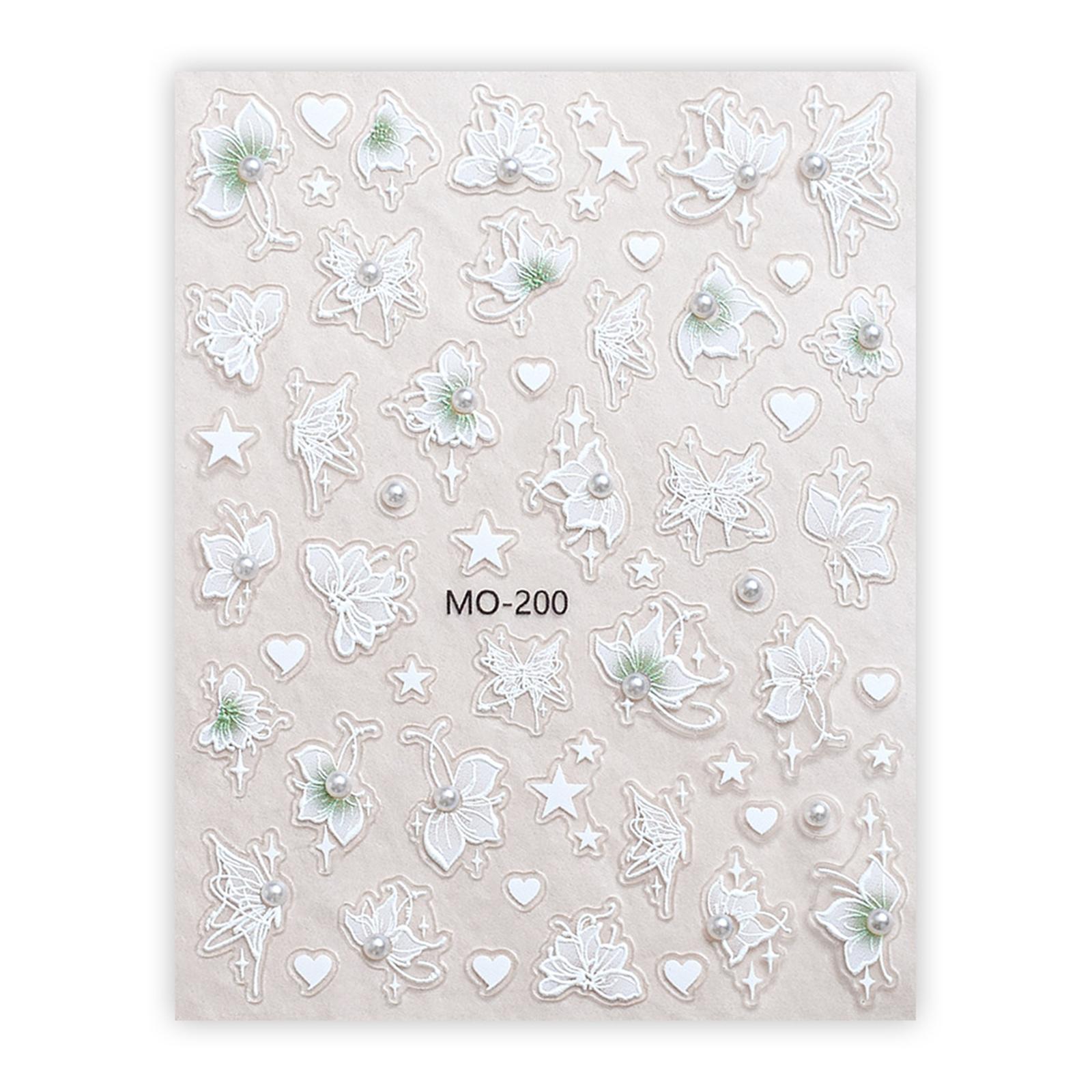 

1 лист весенних белых цветочных наклеек для дизайна ногтей самоклеящиеся летние бабочки листовые цветочные принадлежности для дизайна ногтей B