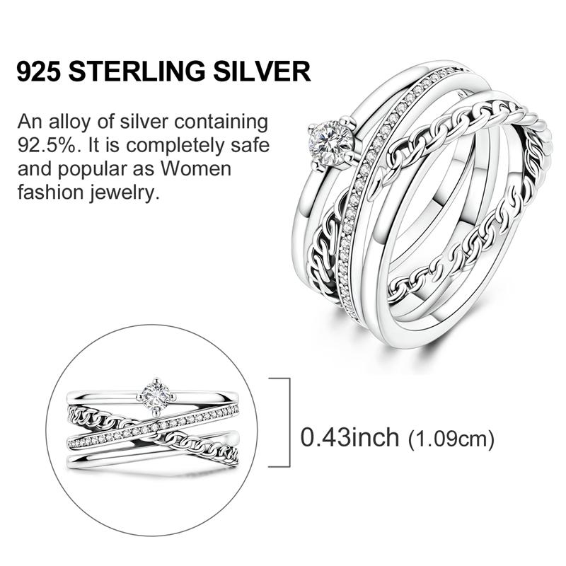Original 925 Silver Ring Sparking Infinite Love Entwined Rings for Women Girls Jewelry Birthday Anniversary Engagement Gifts