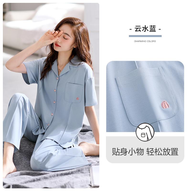 [Soft] Pajamas women's summer 100% pure cotton half-sleeved short-sleeved trousers loungewear summer summer suit