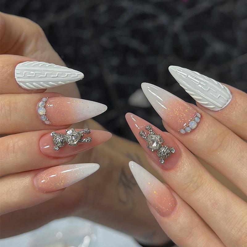 Europäische und amerikanische Gradient Pfirsichblüten Ballett Kurze Nagelspitzen