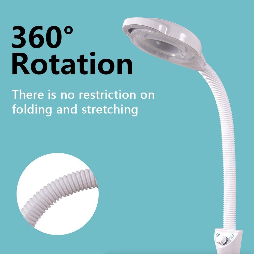 8X Beauty Salon LED Facial Magnifying Lamp 360° Full-Angle Rotation Floor Lamp Multi-step Dimming Home Use Nail Tattoo Light