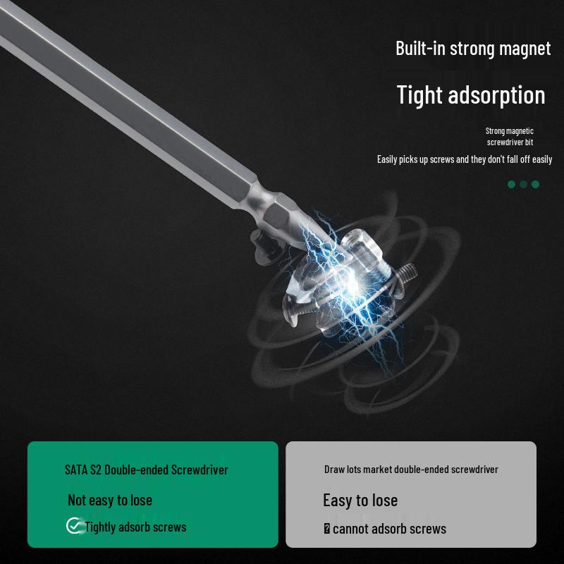SATA Double-Ended Short Screwdriver: Magnetic, Strong S2 Steel, Flathead & Phillips.