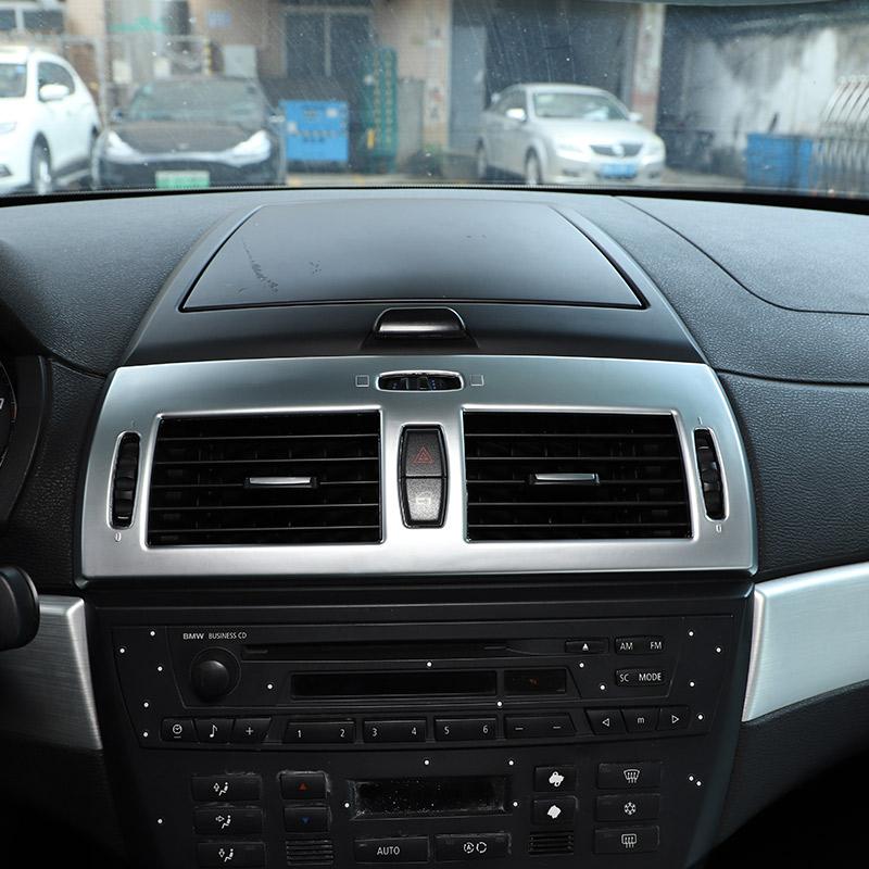 For BMW X3 E83 2006-2010 ABS Silver Car Center Console Central Air-conditioning Air Outlet Frame Trim Stickers Car