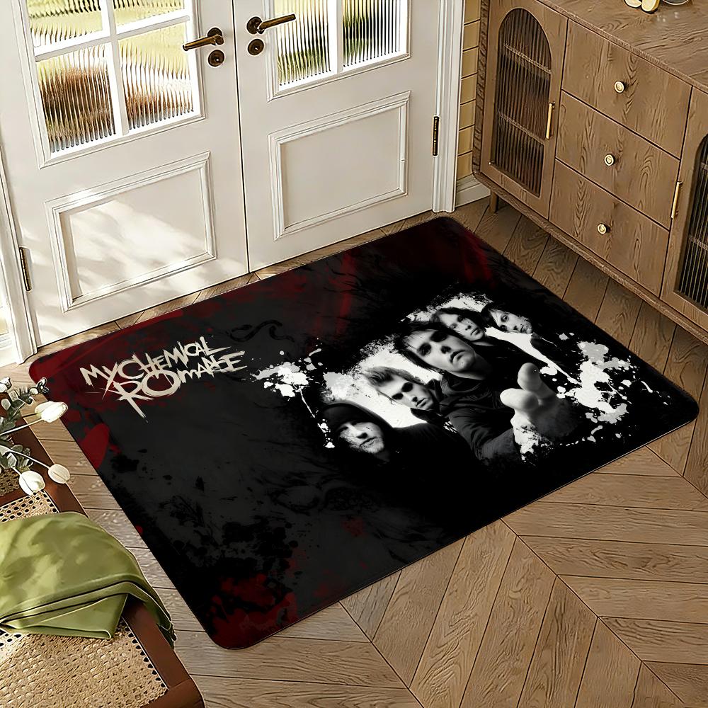 Rock Music Flag Floor Mat Soft Thickened Absorbent Non-Slip Bedroom Living Room Door Mat Home Decor Flannel Rugs
