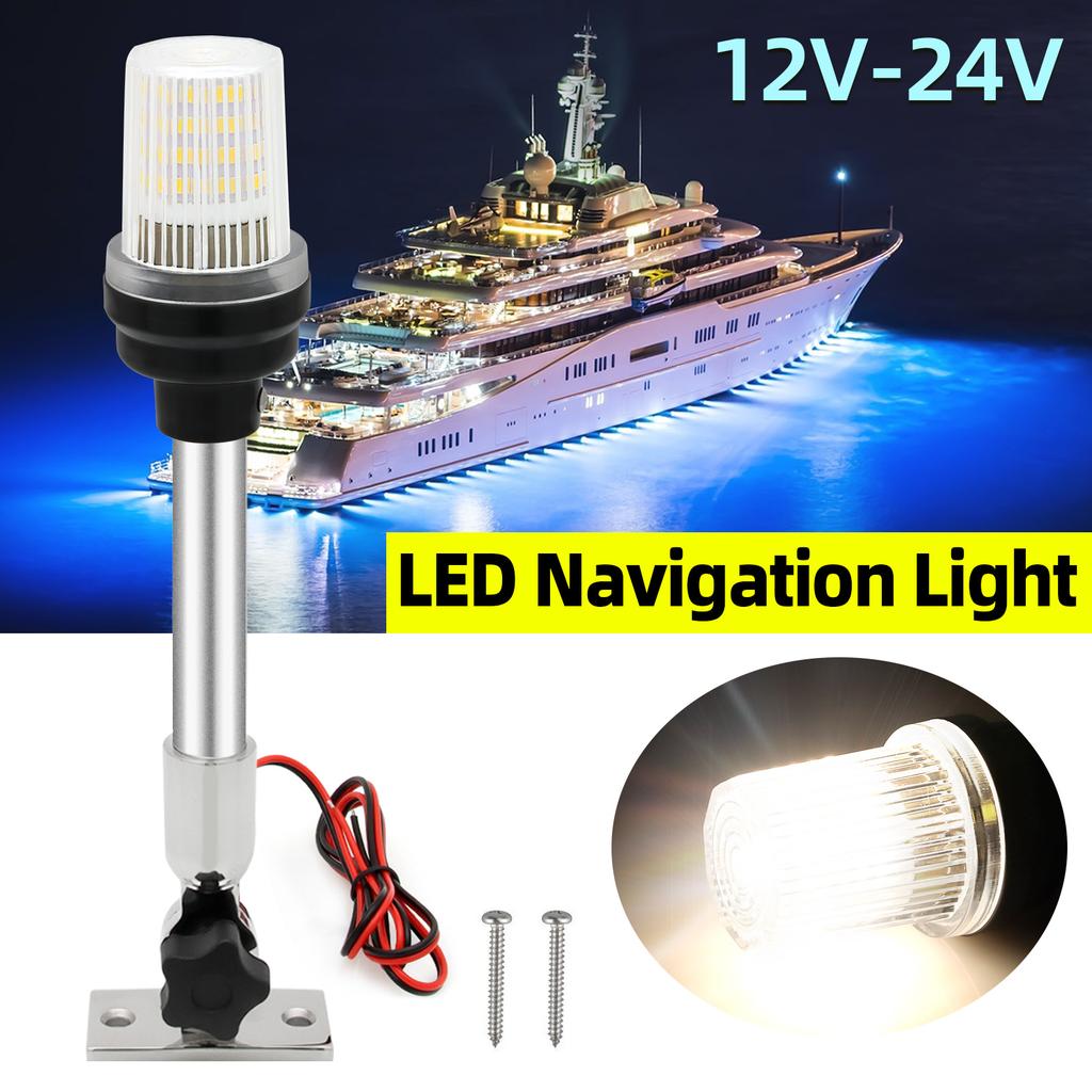 12 inch 22 inch 12V 24V Navigation Light LED Marine Boat Lamp White Light Waterproof 180° Rotation for Pontoon Power Boat Skiff