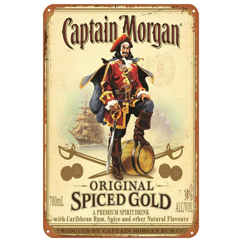 Segni Metallici in Latta Birre Captain Morgan Poster da Parete Targhe Segno Decorazione Pittura in Ferro Vintage per Garage Caffetteria Man Cave Club Bar