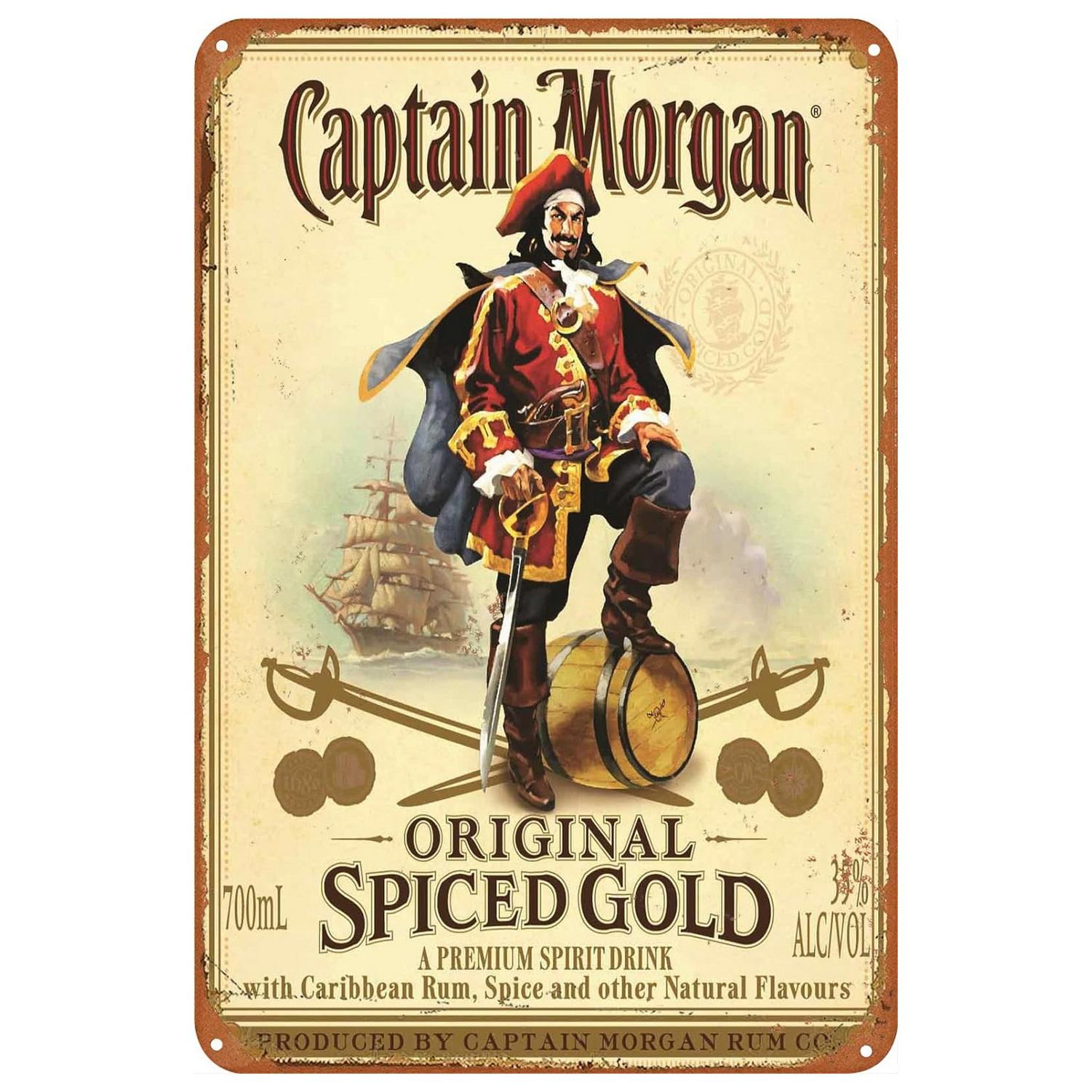 

Металлические жестяные таблички Captain Morgan, Настенный плакат, Значок-табличка, Винтажная железная картина, Декор для гаража, кафе, мужской комнаты, клуба, бара 20x30cm