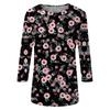 Women's Fashion Casual Round Neck 3/4 Sleeve Loose  Printed T-Shirt Ladies Top