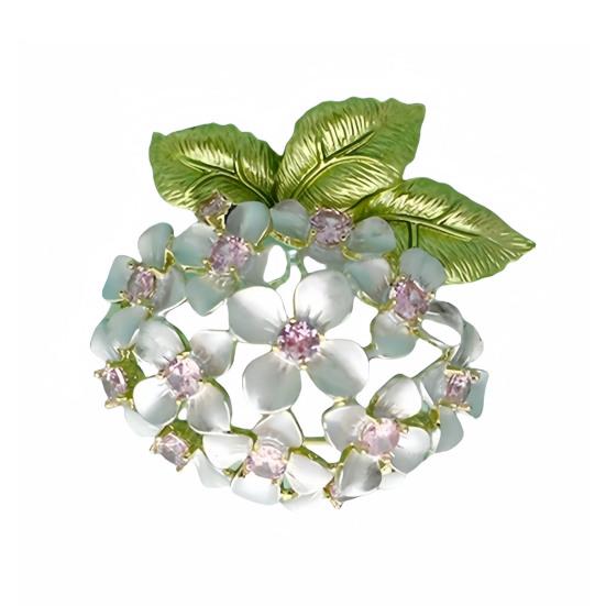 

Women Brooch High-Gloss Rhinestone Inlay Sparkling Hydrangea Design Lapel Pin Sweaters Collars Hats Bags Coats Scarves Badge Outfit Accessory белый