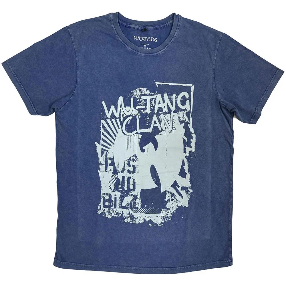 Wu-Tang Clan Stone Wash T-Shirt: Graffiti (Denim Blue) OFFICIAL NEW