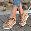 Summer Oversized Bohemian Shoes for Women In Sandals Fashionable Water Diamond Wedge Heel Sandals