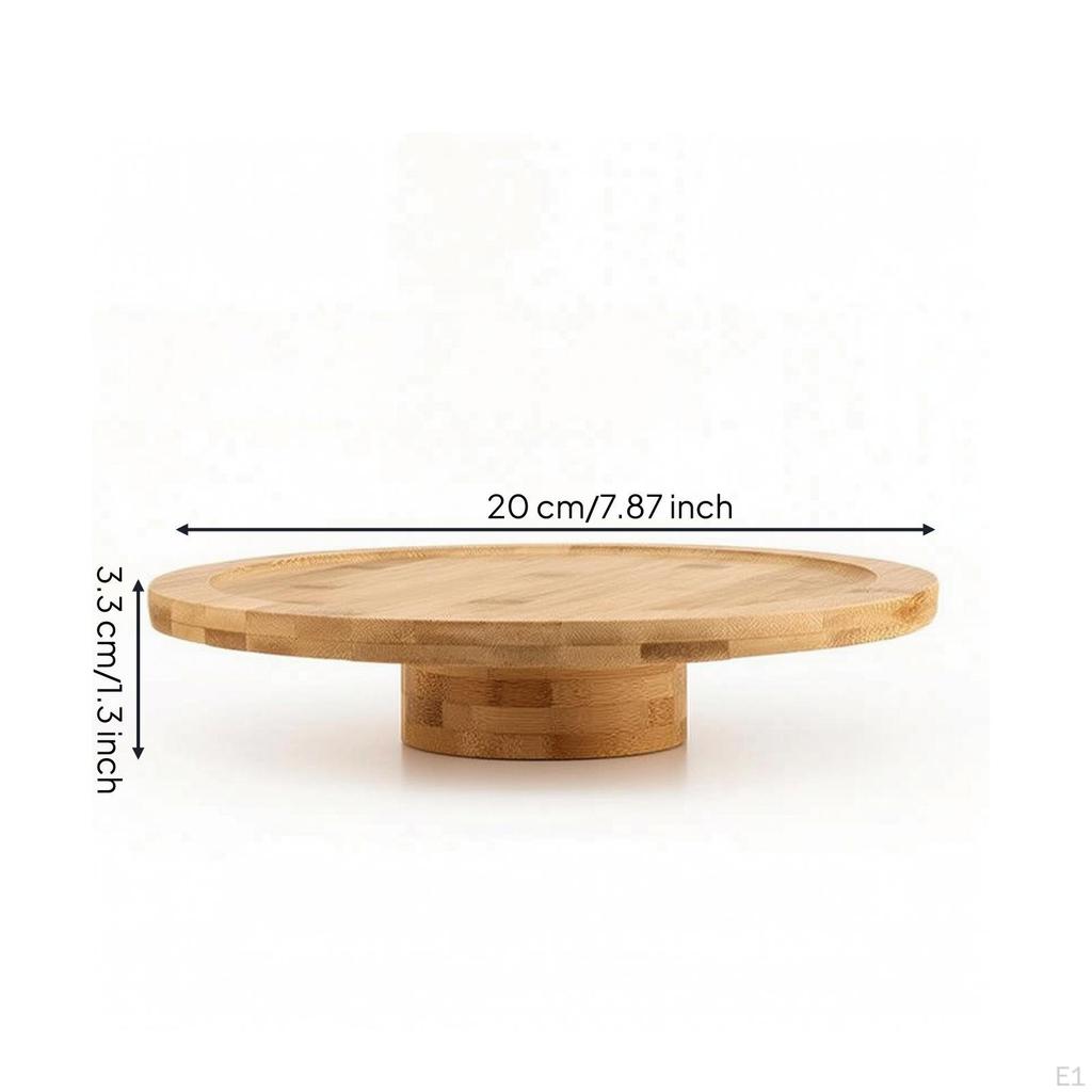 Wooden Rotating Tray Round LowProfile Bamboo for Hosts, Home Cooks,