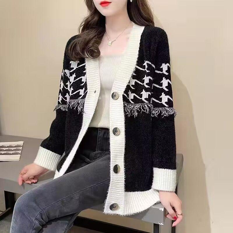 Koreanischer Pullover Cardigan Mantel Damen Frühling 2023 Neu Locker Vielseitige Oberbekleidung Quaste Lässiger Strickcardigan Pullover Damen Tops