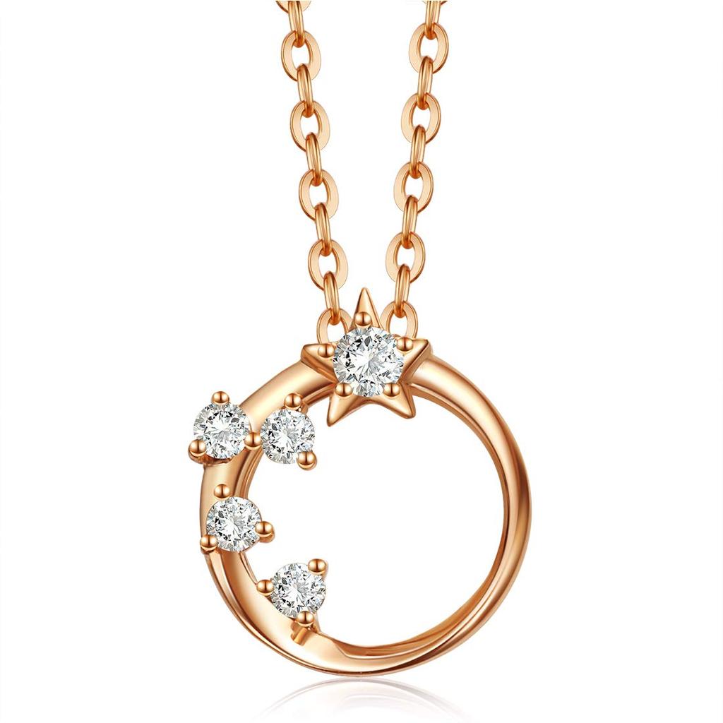 FANCIME 18K Pink Gold Natural Diamond Necklace for April Birthstone Star Gift Perfect for and More Women, Design, Wrapped, Mother's Day, Christmas,