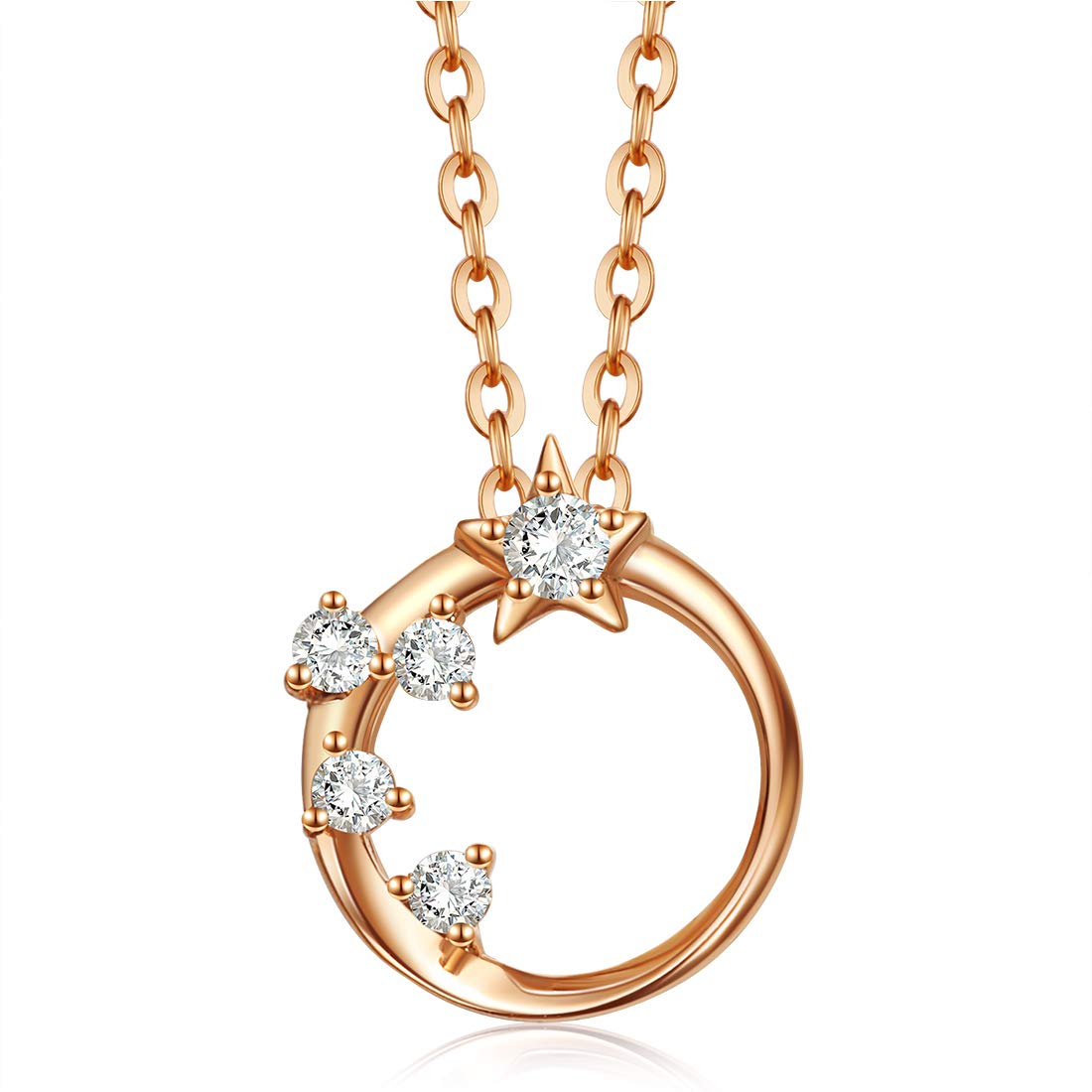 

FANCIME 18K Pink Gold Natural Diamond Necklace for April Birthstone Star Gift Perfect for and More Women, Design, Wrapped, Mother s Day, Christmas,