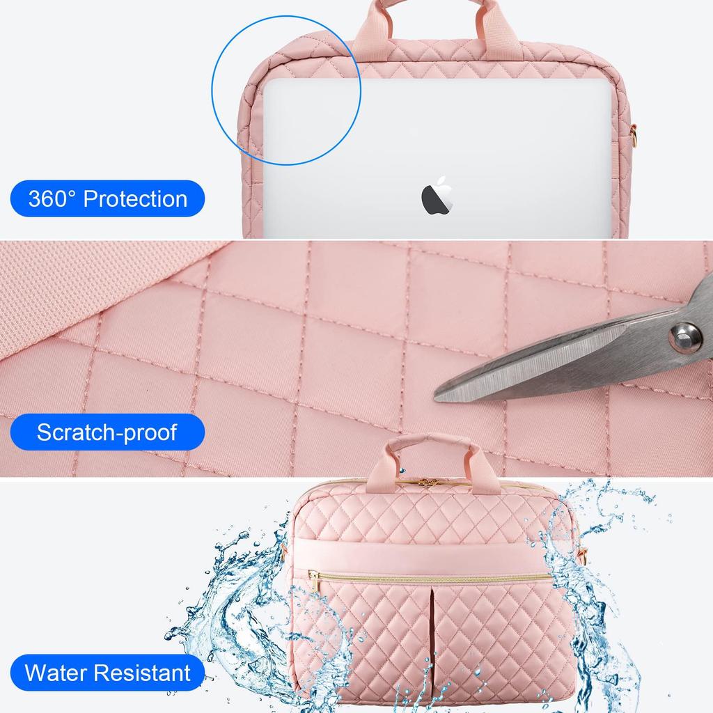 Women's Crossbody Laptop Bag - Single Shoulder Briefcase with Inner Sleeve for 15.6" MacBook Pro