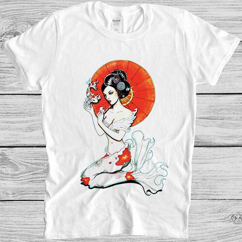 Koi Fish Mermaid Japanese Sun Slogan Joke Gamer Cult Movie Gift Tee T Shirt M974