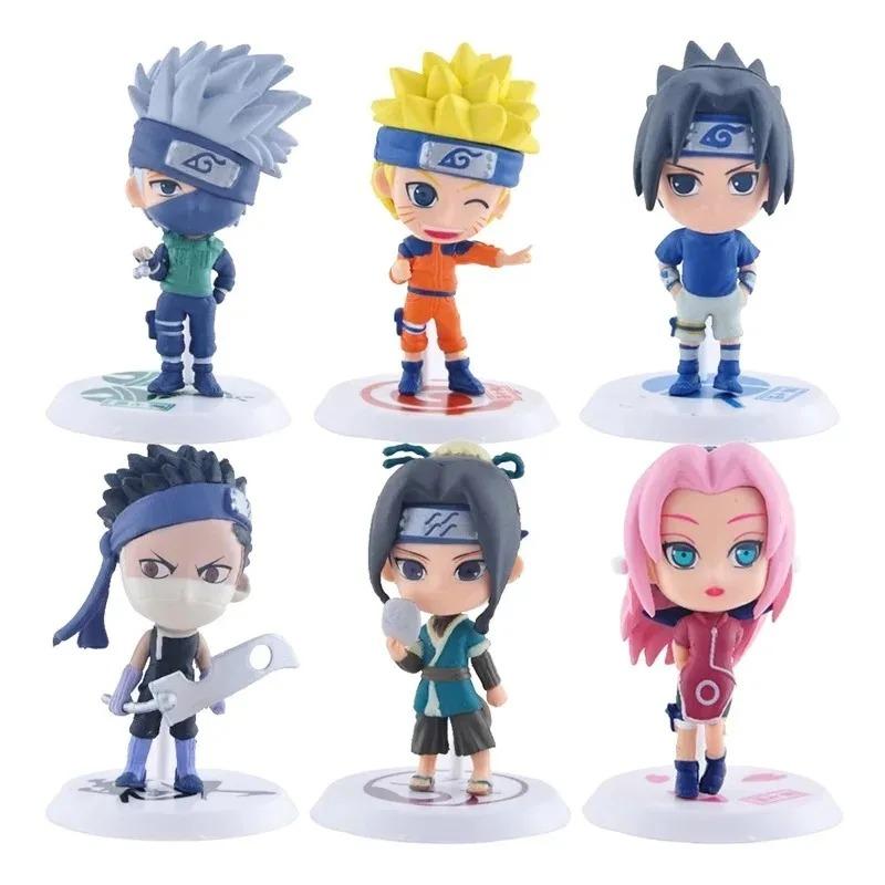 12 Pcs/Lot NARUTO Sasuke Gaara Uchiha Madara Figure 7-8cm 2 Style Personality Base Mini Figurines