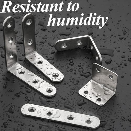 Wopanxye 10-Piece Set of Stainless Steel L-Shaped Shelf Brackets, Fixing Plates, Flat, Wooden Furniture, Kitchen Cabinets, 90-Degree Right Angle, L-Sh