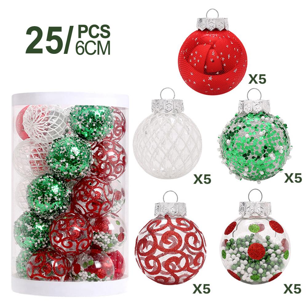 

25PCS Christmas Glitter Ball Ornaments Tree Decorations for Holiday Wedding зелёный