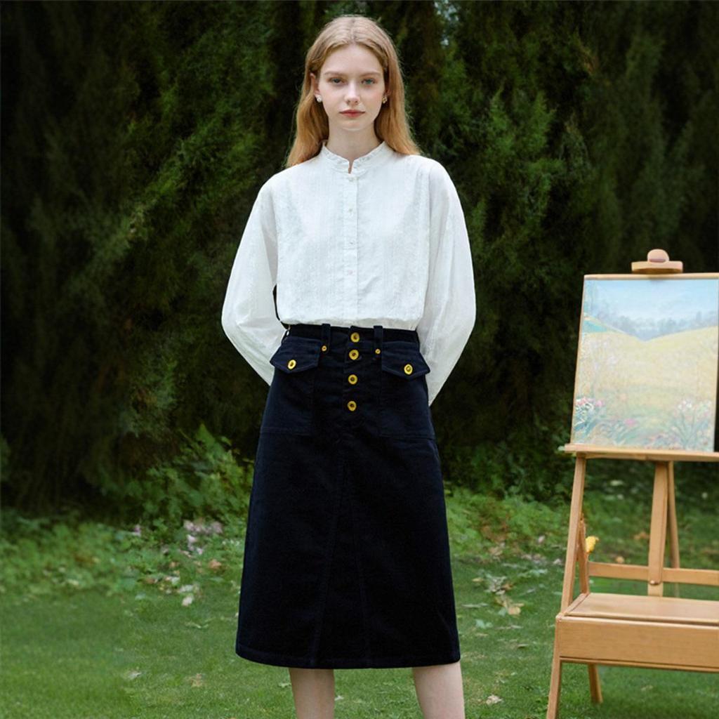 Wei Mei Korean Style High-Waisted Slimming Over-the-Knee Midi Skirt - Autumn Collection