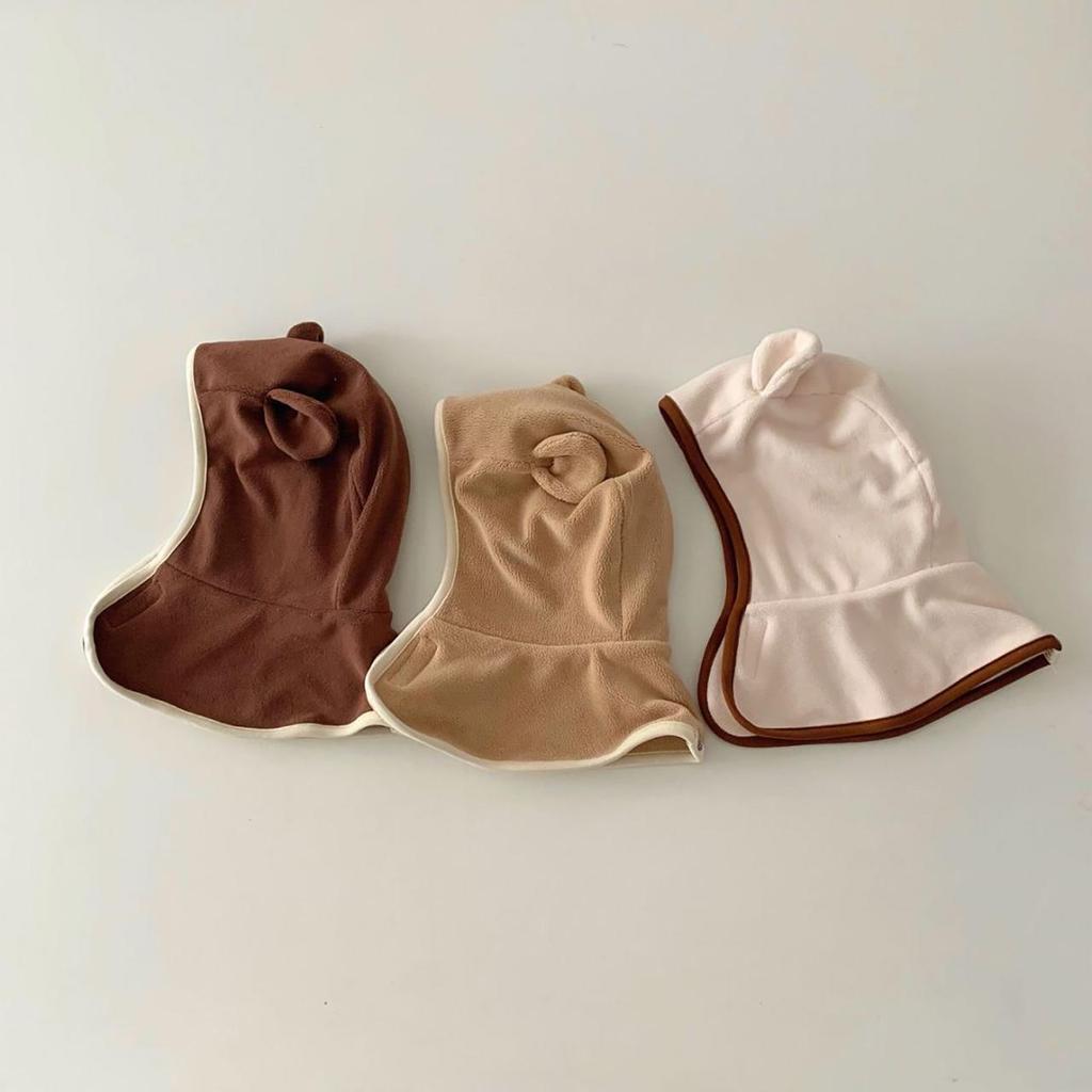 Baby Winter Lamb Fleece Warm Balaclava Hat Cute Bear Ear One Piece Scarf Hooded Cap Infant Boy Girl Toddler Windproof Ear Protection Beanie