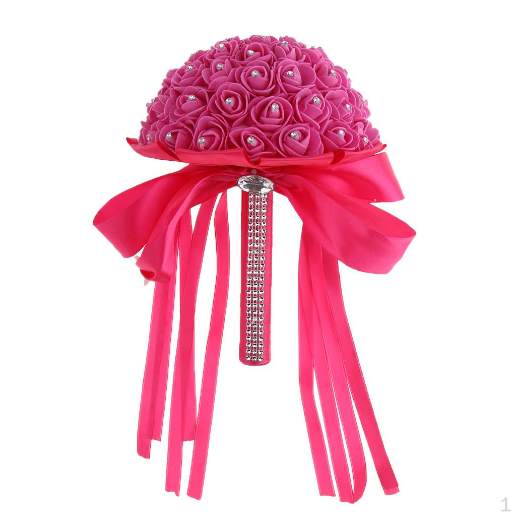 

Artificial Rhinestone Bridal Bouquet Hand ярко-розовый