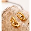 Yhpup Daily Stainless Steel Geometric Hollow Oval Drop Hoop Earrings 18K Golden PVD Plated Versatile Wear Jewelry Basic Classic