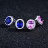 Elegant Oval Zircon Earrings for Women Gold Plated Minimalist Party Jewelry Fashion Accessories