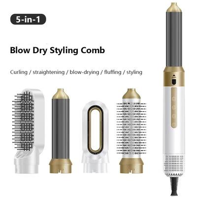 5-in-1 Hot Air Comb Multi Functional Straightening And Curling Dual-use Hair Curler Blow Dry Styling Comb