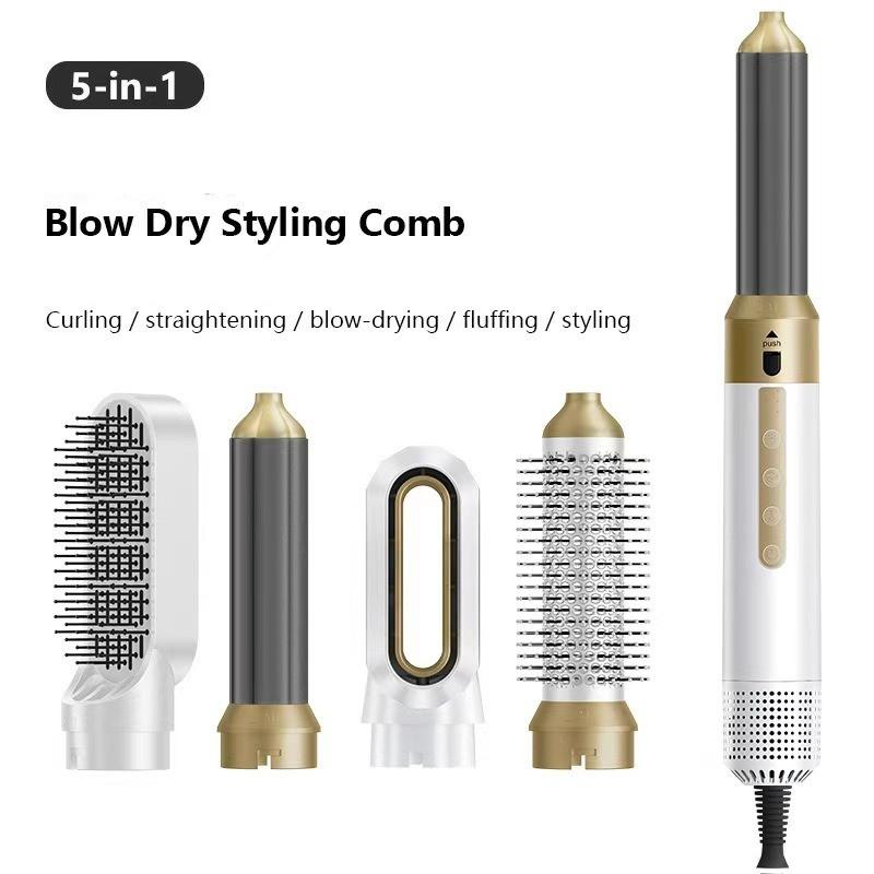 5-in-1 Hot Air Comb Multi Functional Straightening And Curling Dual-use Hair Curler Blow Dry Styling Comb