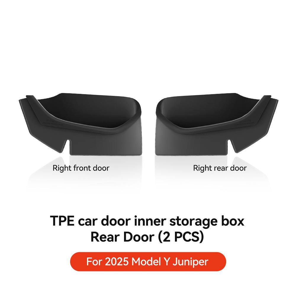 YZ For Tesla Model 3 Y Highland Juniper Car Door Side Storage Box Front Rear Side TPE Door Storage Organizer Tray Accessories