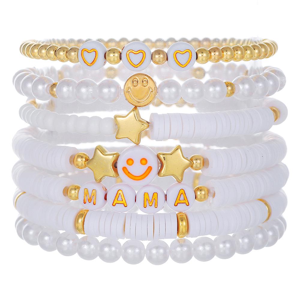 Europäisches und Amerikanisches Retro Polymer Clay Smiley Gesicht Perlenarmband für Damen