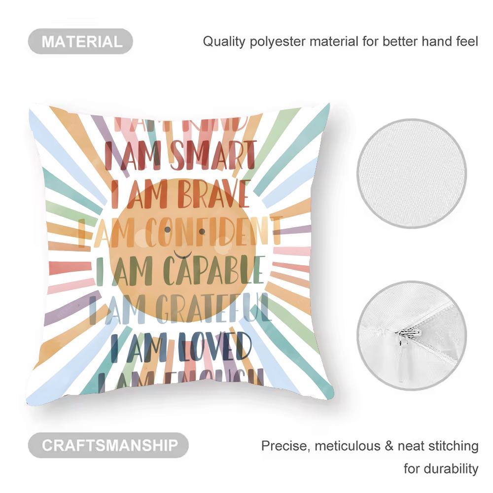 Cartoon Rainbow Sun Cushion Cover Anti-dustmite Pillowcase Invisible Zipper Silky Short Plush Sofa Cushion Cover