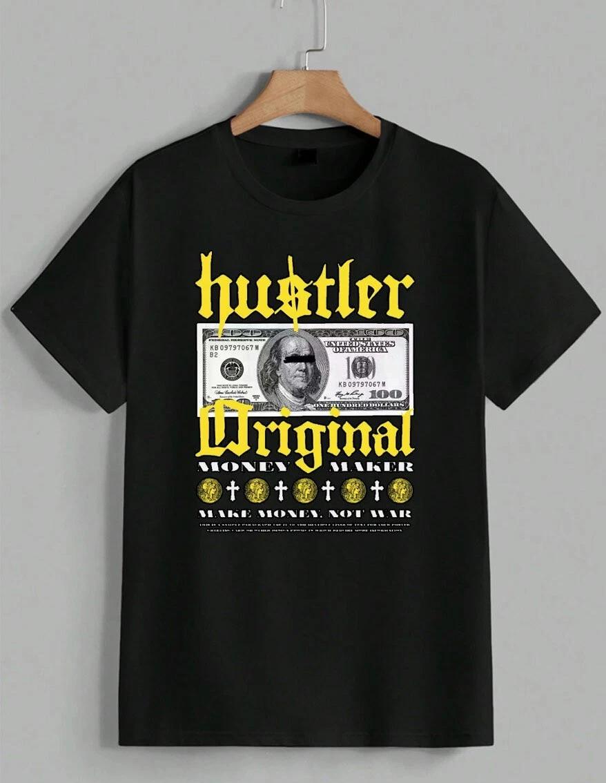 Hustler Original Graphic T-Shirt Money Maker Streetwear Urban Tee Hip Hop Unisex S