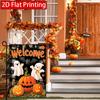 2D Flat, 2D Flat Autumn Halloween Maple Leaf Grid Smile Pumpkin Garden Flag_4 (2)- Outdoor Garden Flag Double-sided Home Decoration Courtyard Decorati