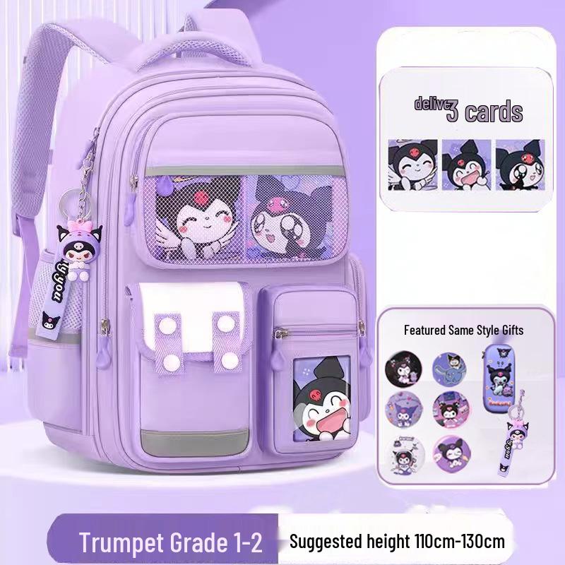 Kuromi Spine-Protecting Schoolbag: Lightweight, Large Capacity for Sixth Grade Girls