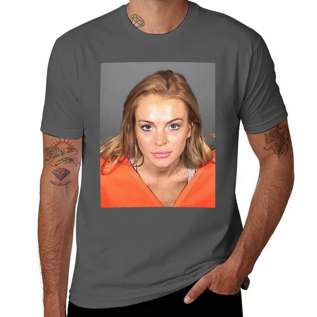 Lindsay Lohan 2010 Mugshot Tshirt Utility Casual Work Tshirt