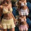 2026 European and American New Flower Embroidered Bikini Three-piece Swimsuit Women's Beach Skirt Vacation Style
