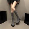 Grey Boots Women's Tall Boots Socks New Shoes Elastic Boots Socks Boots Elastic Socks Knee Knitted Boots