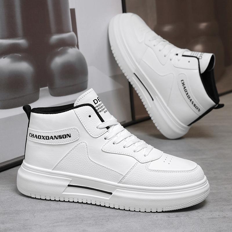 Frühlings-Herrenschuhe neue High-Top-Schuhe männliche Studenten koreanische Version vielseitige kleine weiße Schuhe Plateau Sportliche Freizeit-Board-Schuhe trendige Schuhe