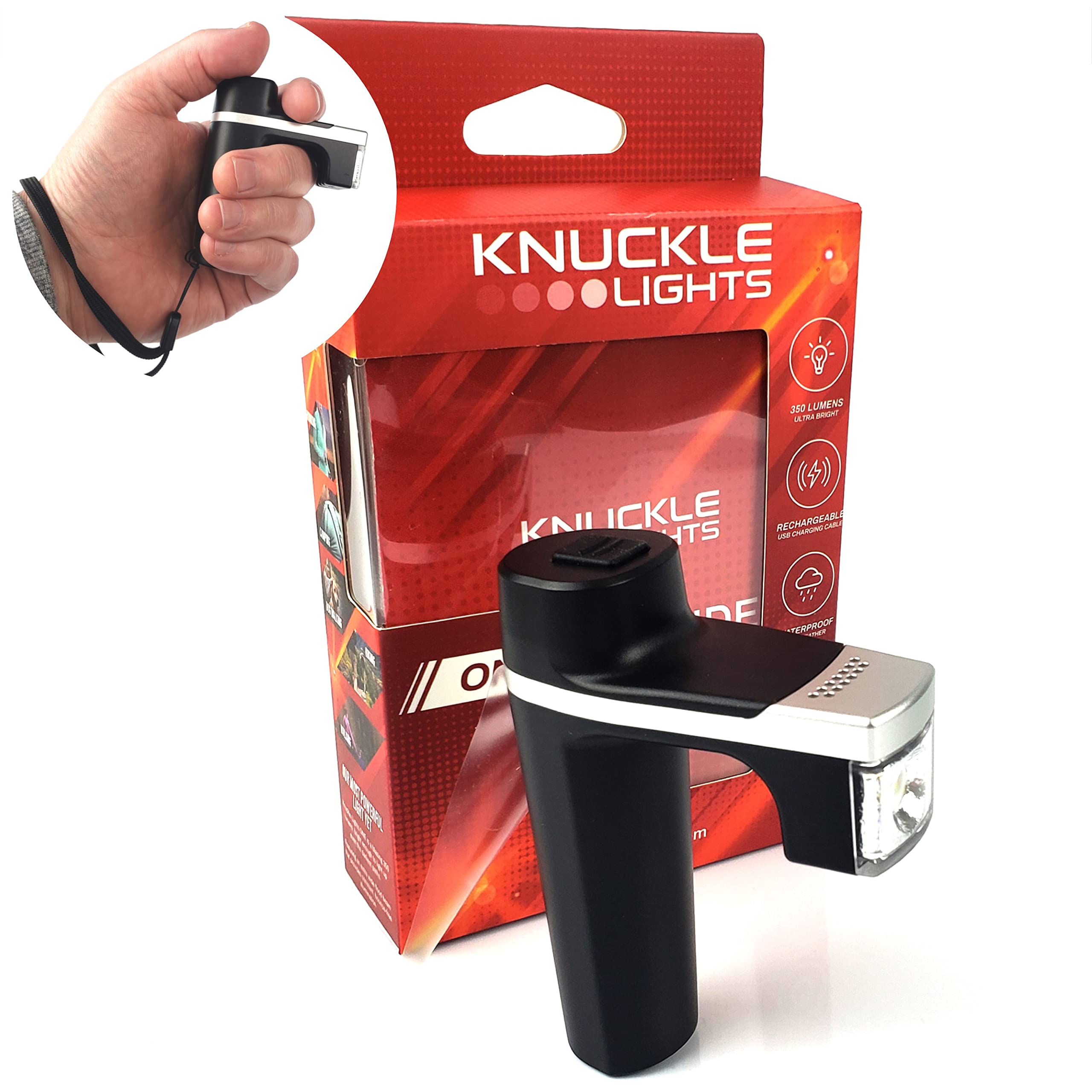 

Knuckle Lights 1 Беговой фонарь для бегунов и 350 Снаряжение для ночного бега Легко держать и Безопасность в ночное время Пешеходы, Перезаряжаемый, Люмены, Свет, Вперед, белый