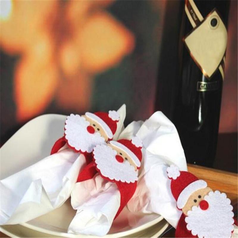 4PCS Christmas Santa Claus Napkin Rings Serviette Holder Table Napkin Holders Banquet Dinner Table C