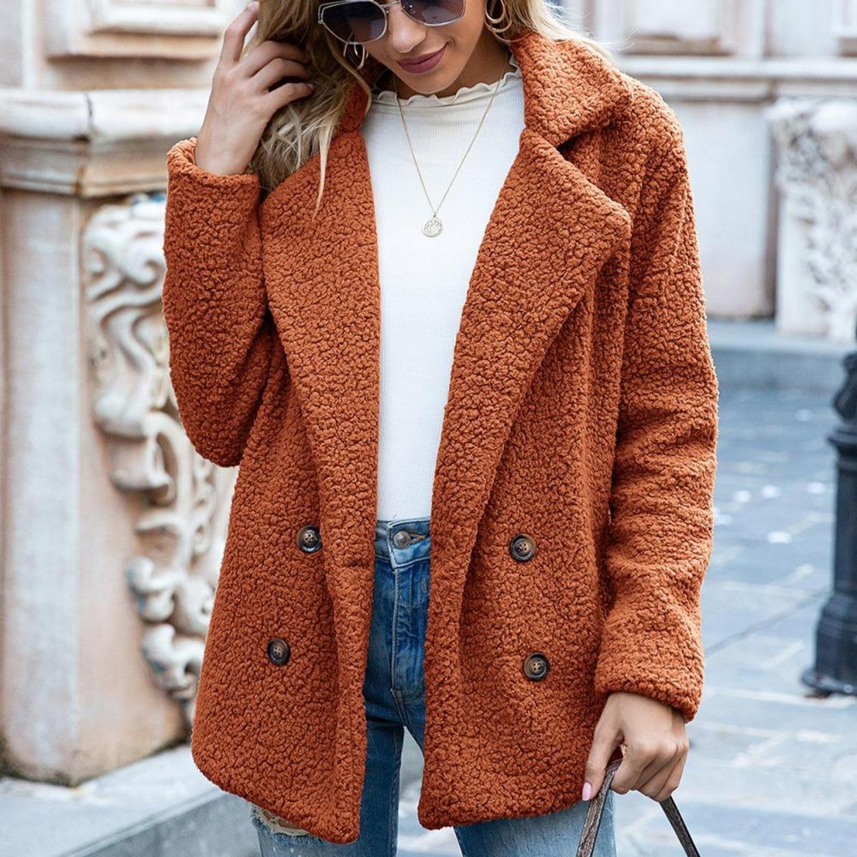 Осень и зима Новое свободное женское пальто большого размера с пуговицами на лацканах 5XL — фото 6