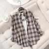 Camisa de Franela a Cuadros Fresca para Mujer 2025 Nuevas Blusas y Tops para Mujer Algodón Holgado Manga Larga Camisas Casuales Ropa Fina para Mujer